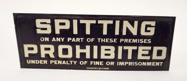 ANTIQUE TIN SIGN *SPITTING PROHIBITED* (1 of 2)