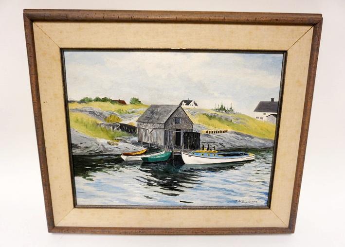 OIL PAINTING ON BOARD *BLUE ROCKS INLET* (1 of 4)