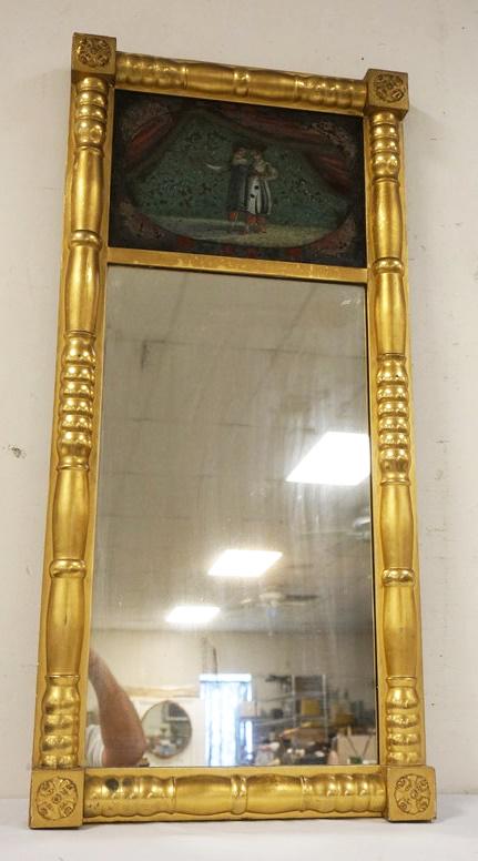 ANTIQUE MIRROR IN GILT FEDERAL FRAME (1 of 2)