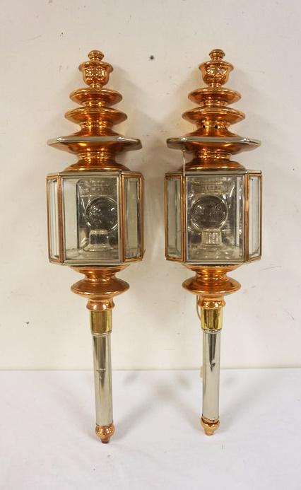 ANTIQUE BRASS, COPPER, & NICKEL CARRIAGE LAMPS (1 of 5)