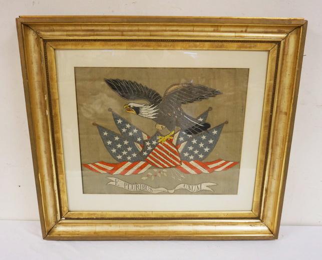 LARGE FRAMED ANTIQUE EMBROIDERY (1 of 2)