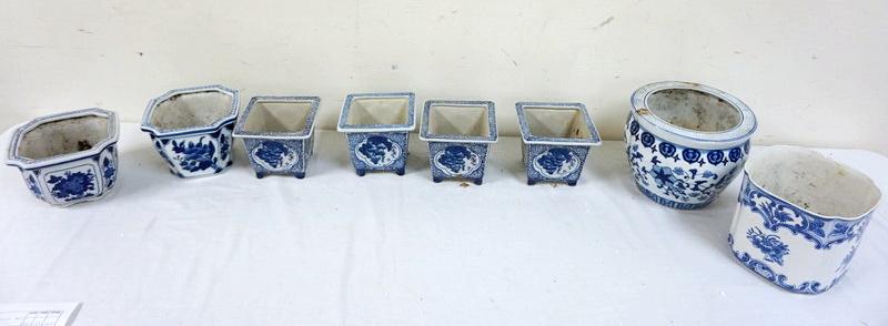 LOT OF 8 ASSORTED ASIAN PLANTERS (1 of 1)