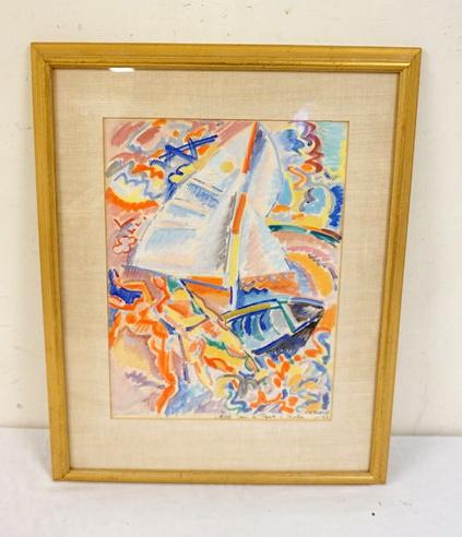 MCM WATERCOLOR IMPRESSIONIST SAILING (1 of 2)
