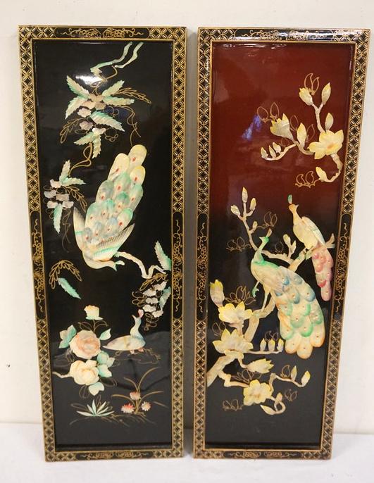 2 ASIAN BLACK LACQUERED PANELS (1 of 3)