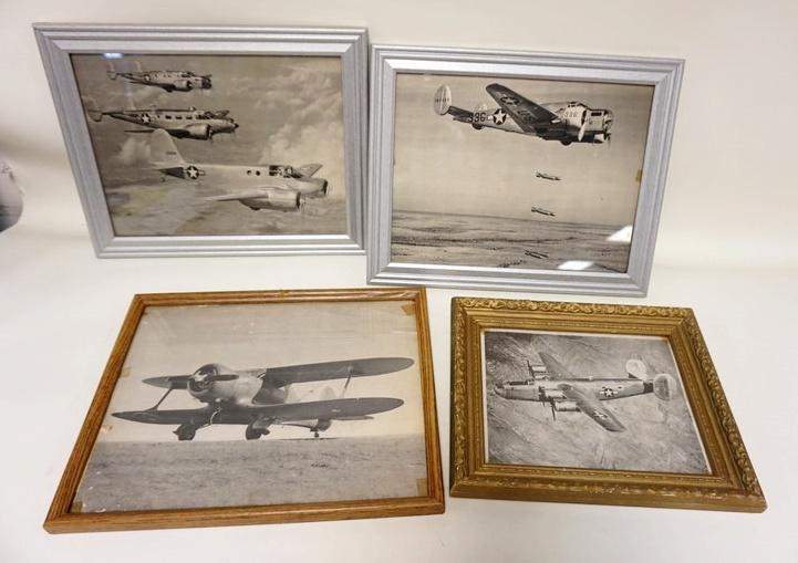 4 VINTAGE WWII ERA PHOTOS: LOT OF 4 VINTAGE WWII ERA PHOTOS OF PLANES, LARGEST FAME, APPROXIMATELY 12 IN X 15 IN