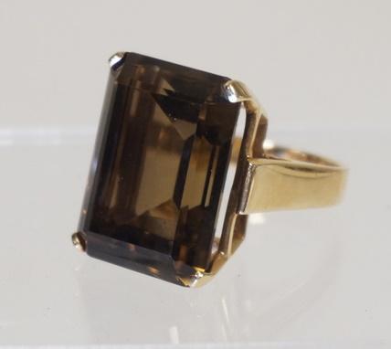 14K GOLD RING W/ SMOKEY QUARTZ (1 of 6)