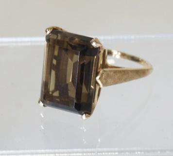 14K GOLD RING W/ SMOKEY QUARTZ (1 of 5)