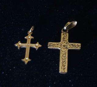 TWO 14K GOLD CROSS PENDANTS (1 of 1)
