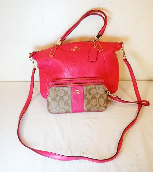 COACH HOT PINK LEATHER BAG AND WALLET (1 of 9)