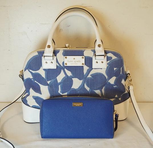 KATE SPADE BLUE FLORAL BAG AND WALLET (1 of 6)