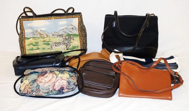 LOT OF 8 BAGS: LOT OF 8 BAGS INCLUDING ZEBRA BAG NEW WITH TAGS