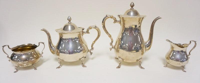 STERLING 4 PIECE FOOTED TEASET BY POOLE (1 of 2)