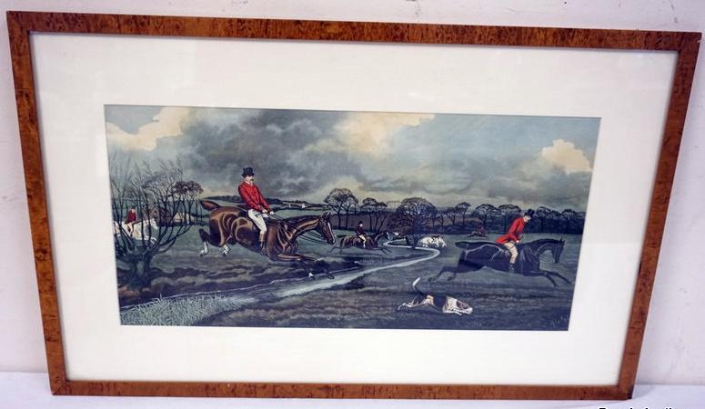 PRINT OF ENGLISH HUNT SCENE SIGNED WALSH (1 of 3)