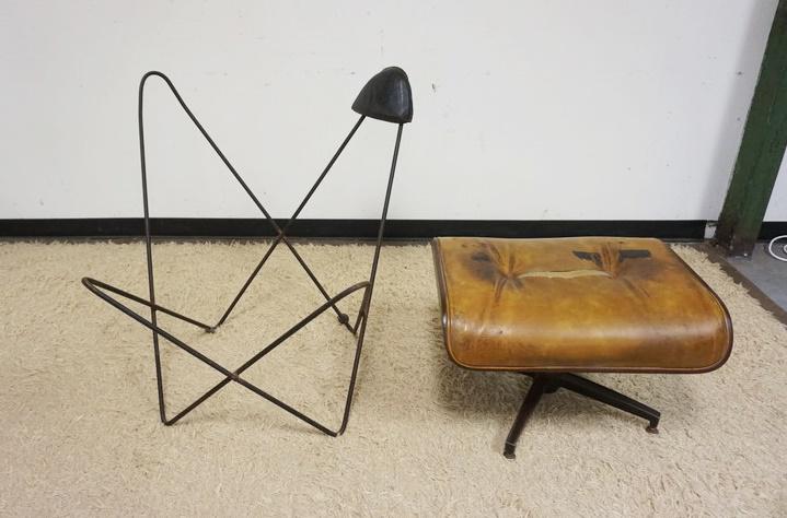 MCM STOOL & WIRE FRAME FOR CHAIR (1 of 2)