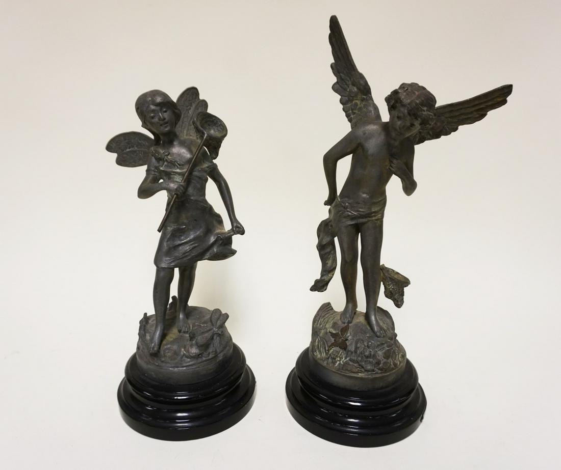 PAIR OF VICTORIAN STYLE CAST METAL STATUES (1 of 4)