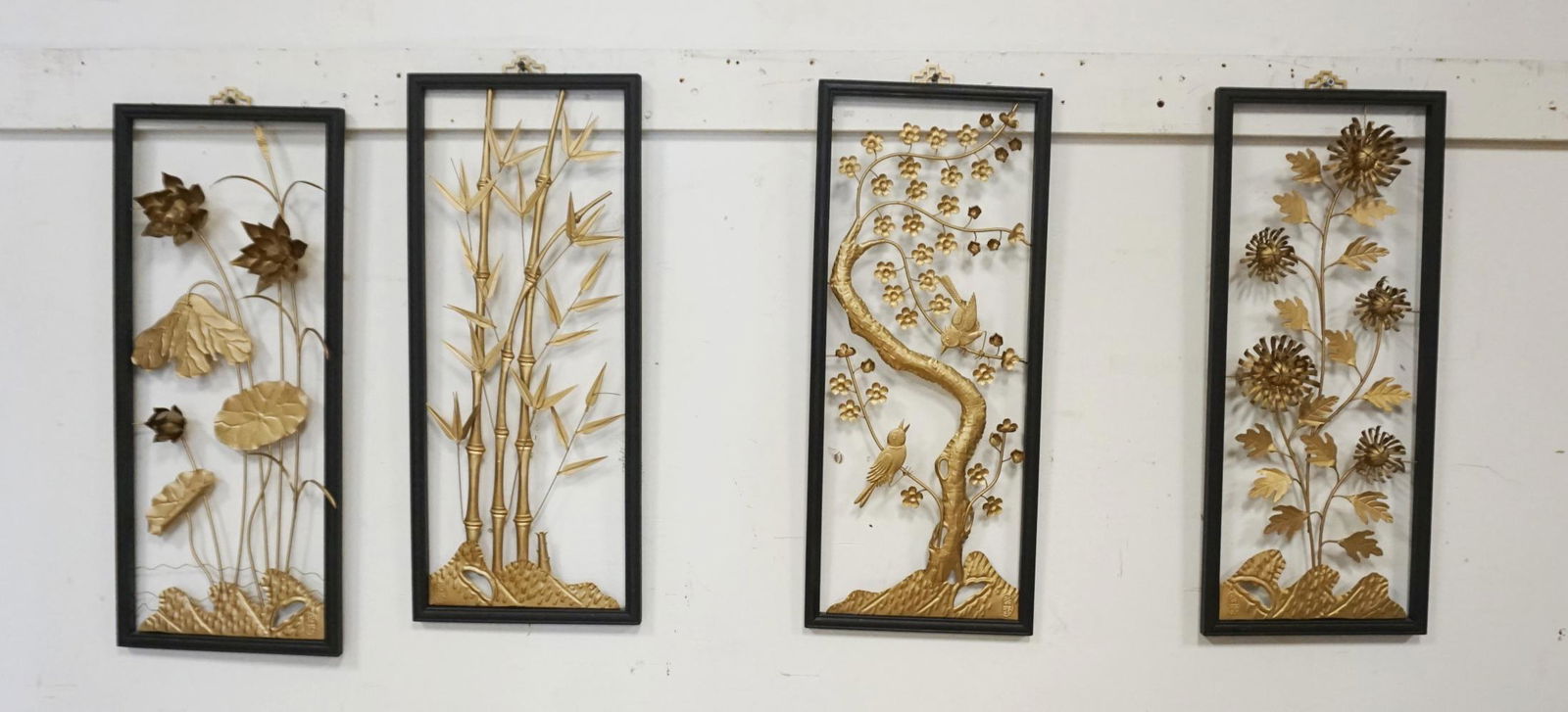LOT OF 4 ASIAN DIE CUT METAL SCULPTURES (1 of 4)