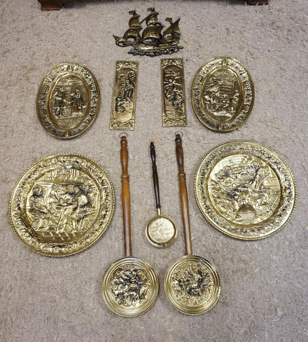 GROUP OF ASSORTED ENGLISH BRASS WALL HANGINGS (1 of 4)