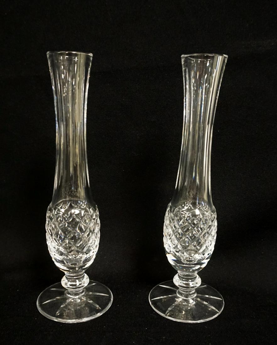 WATERFORD LEAD CRYSTAL BUD VASES: WATERFORD LEAD CRYSTAL PAIR OF BUD VASES, APPROXIMATELY 9 1/4 IN HIGH