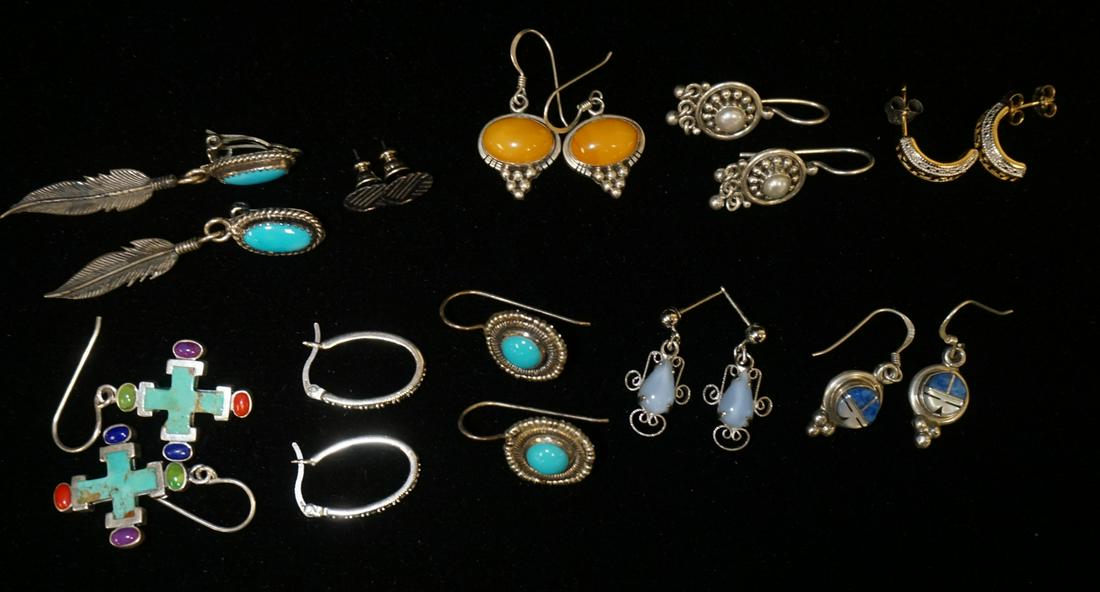 10 PAIRS OF STERLING SILVER EARRINGS (1 of 4)