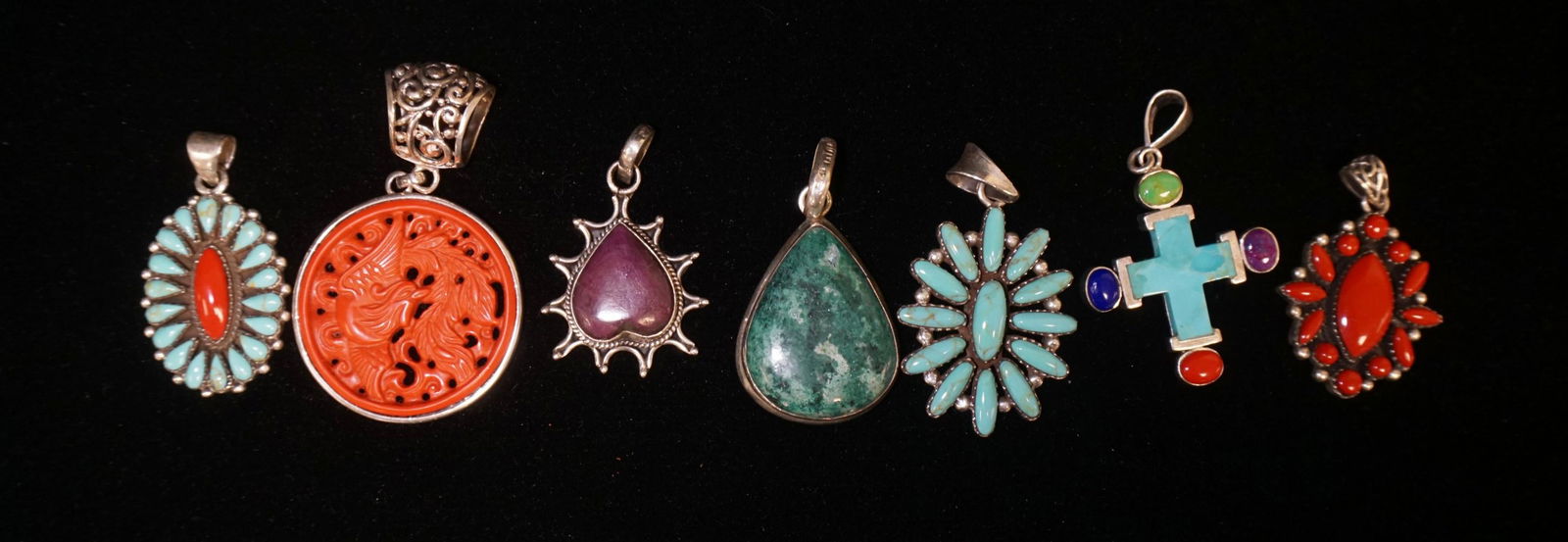 LOT OF 7 STERLING NECKLACE PENDANTS (1 of 2)