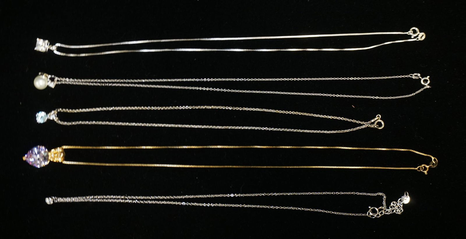 LOT OF 5 STERLING SILVER NECKLACES (1 of 2)