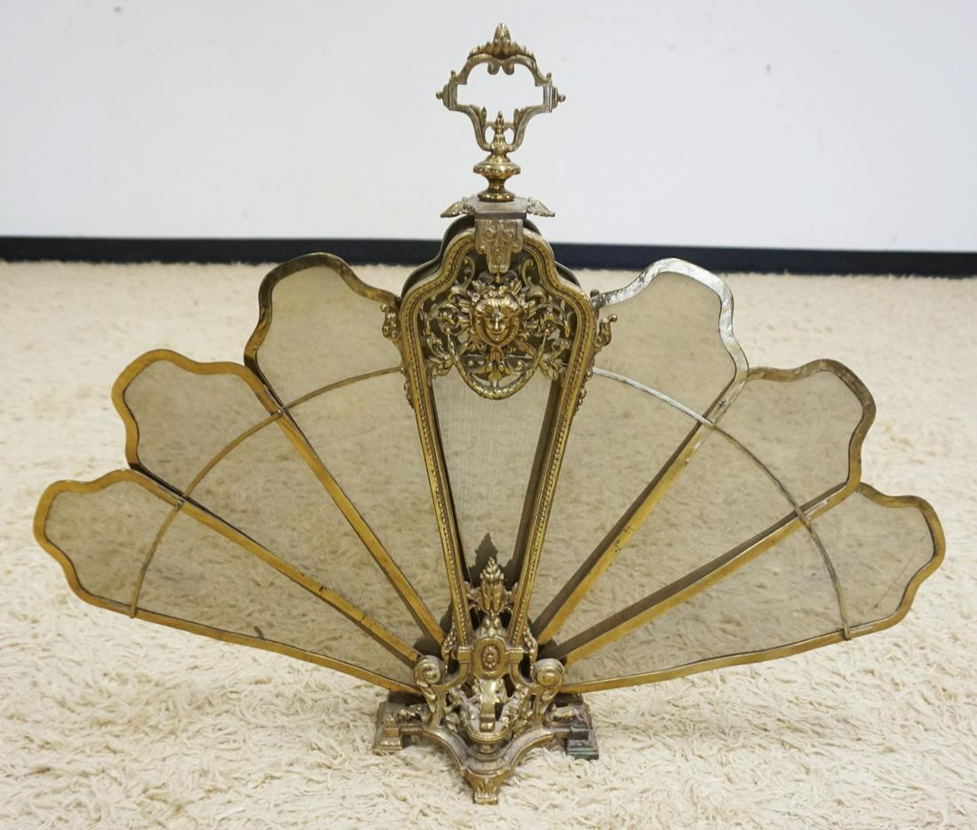 ORNATE BRASS PEACOCK FIRE SCREEN (1 of 2)