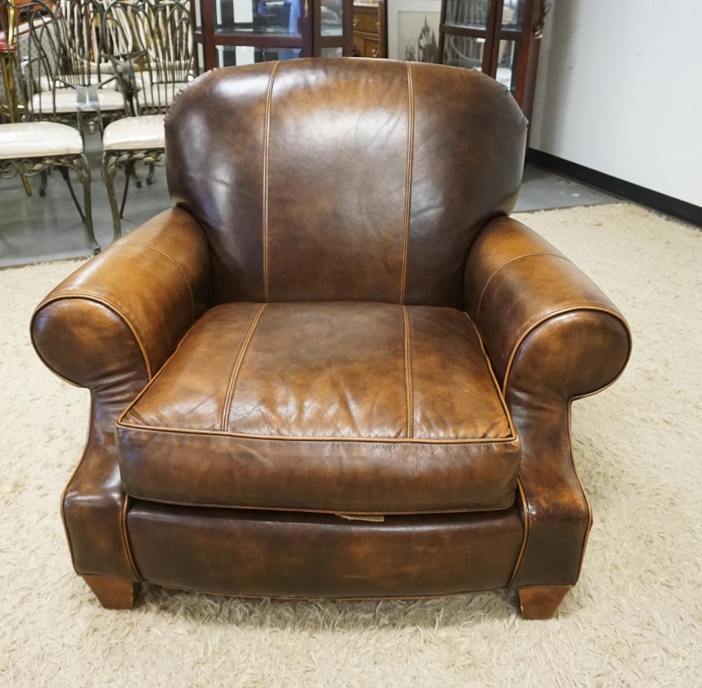 CRATE & BARREL LEATHER ARMCHAIR (1 of 3)