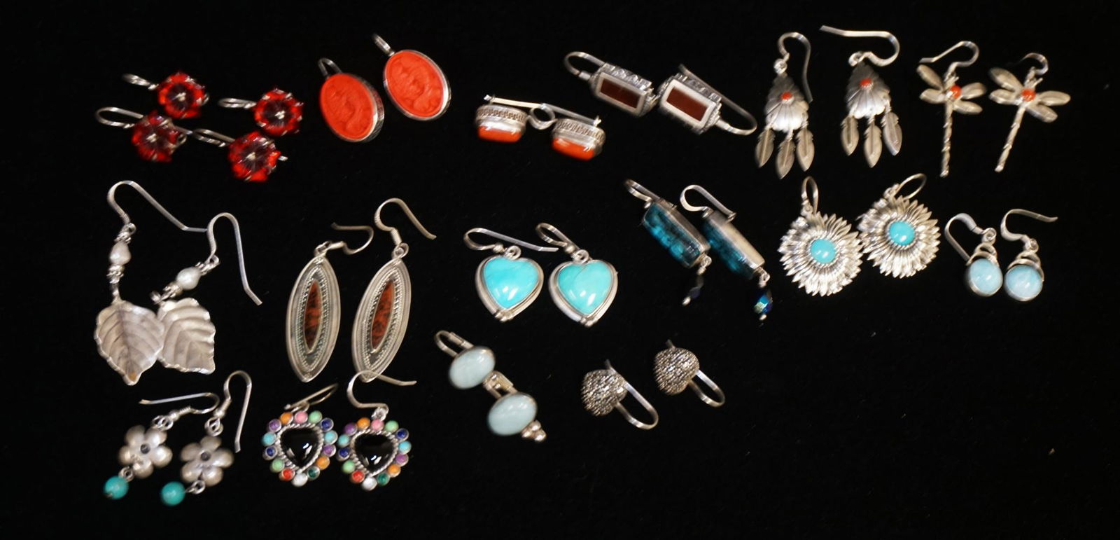 17 PAIRS OF STERLING SILVER EARRINGS (1 of 4)