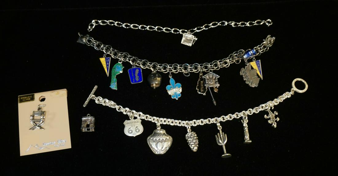 3 STERLING CHARM BRACELETS (1 of 3)