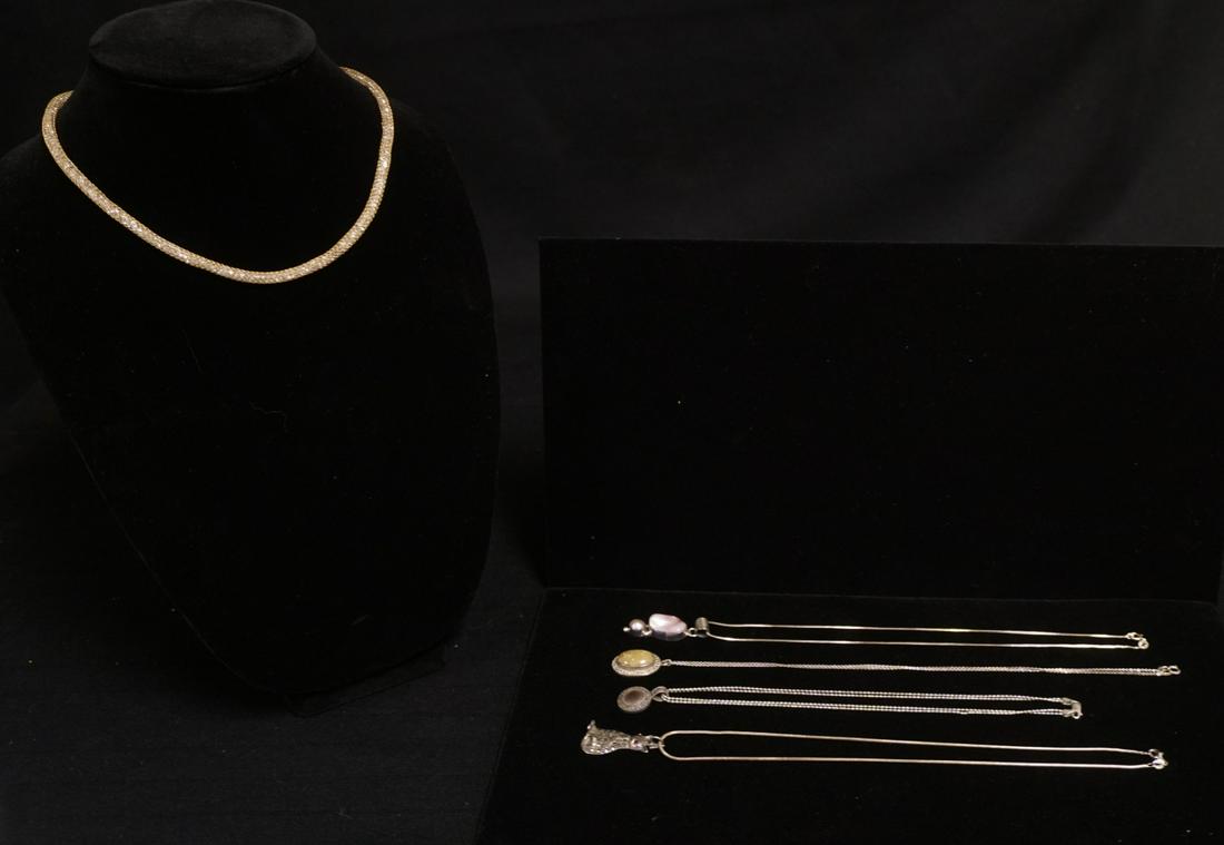 FIVE STERLING SILVER NECKLACES (1 of 4)