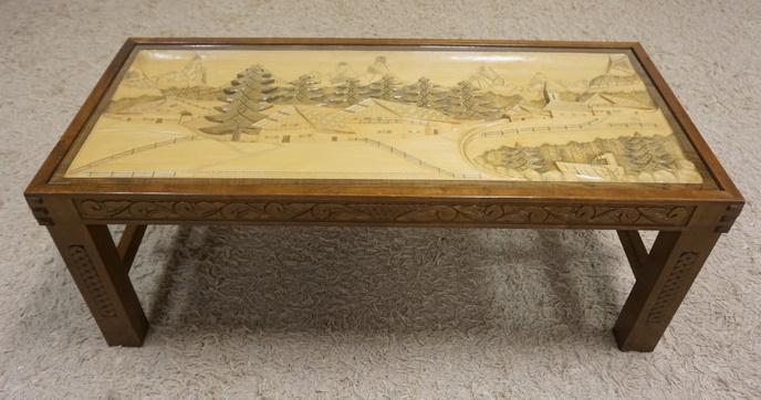 HAND CARVED EUROPEAN COFFEE TABLE (1 of 5)