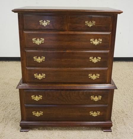 CHERRY CONTEMPORARY COLONIAL STYLE CHEST ON CHEST (1 of 3)