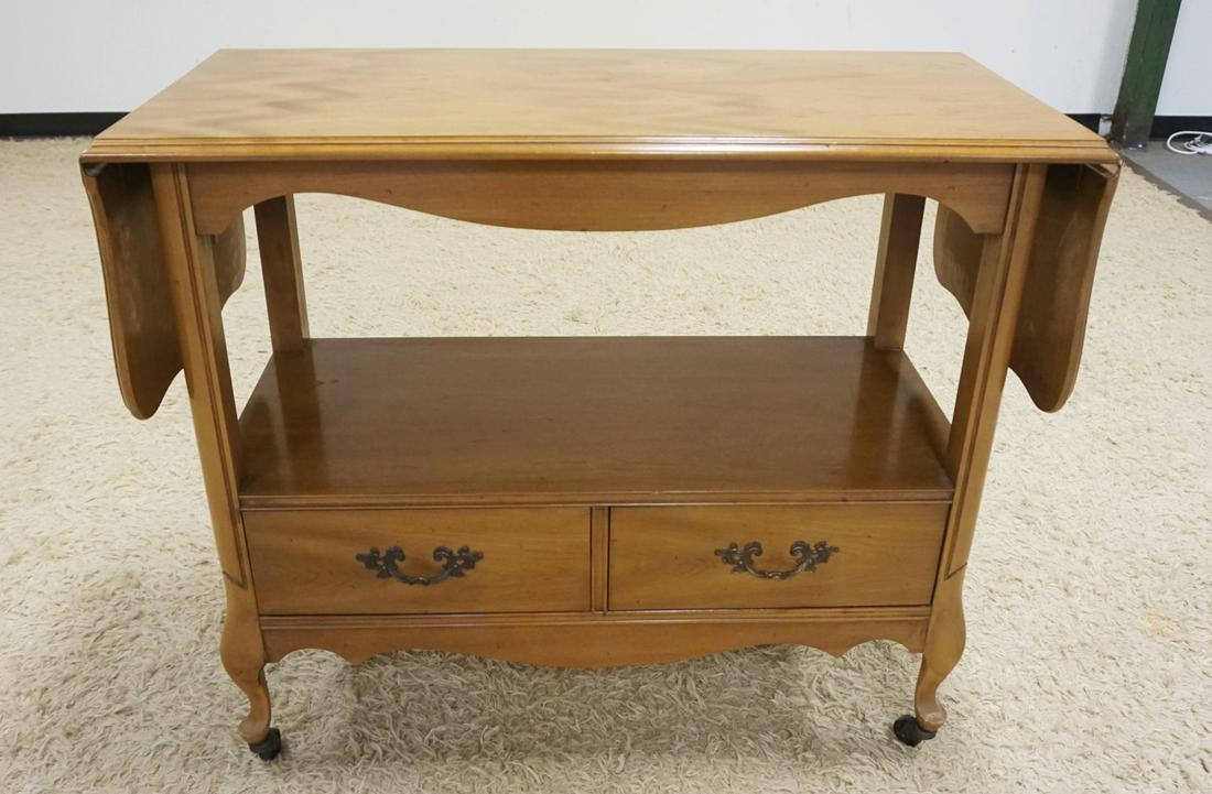 FRENCH PROVINCIAL PECAN WOOD ROLLING CART (1 of 2)