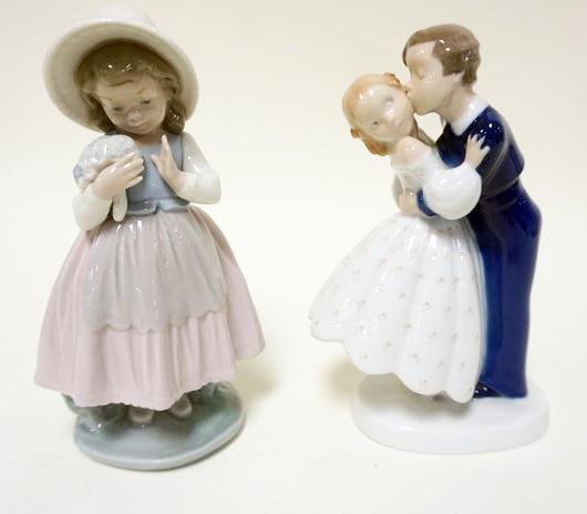 LLADRO AND B&G FIGURINES: LLADRO AND B&G FIGURINES, APPROXIMATELY 9 IN H