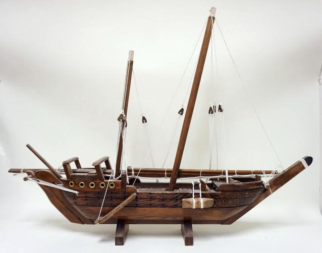 WOOD SHIP MODEL: WOOD SHIP MODEL, APPROXIMATELY 42 IN X 30 IN H