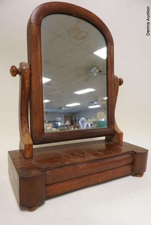 ANTIQUE EMPIRE DRESSER TOP MIRROR: ANTIQUE EMPIRE 1 DRAWER DRESSER TOP MIRROR, APPROXIMATELY 16 IN X 20 IN