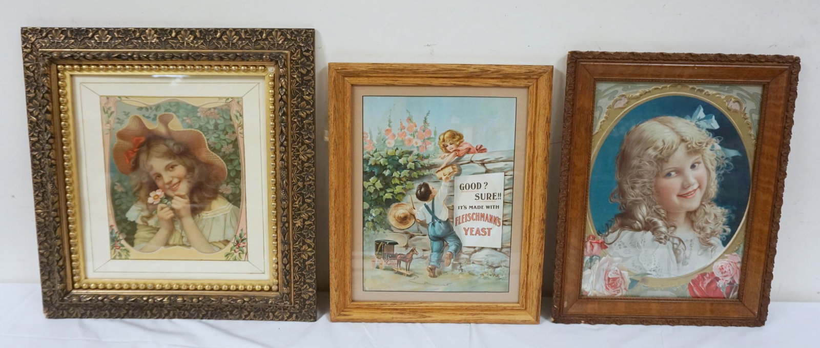 LOT OF 3 VICTORIAN ERA FRAMED PRINTS & ADVERTISING (1 of 1)