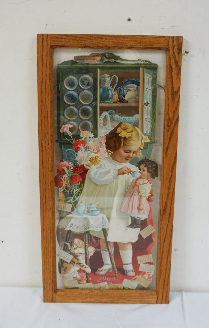 VICTORIAN ERA FRAMED 1908 CALENDAR (1 of 2)