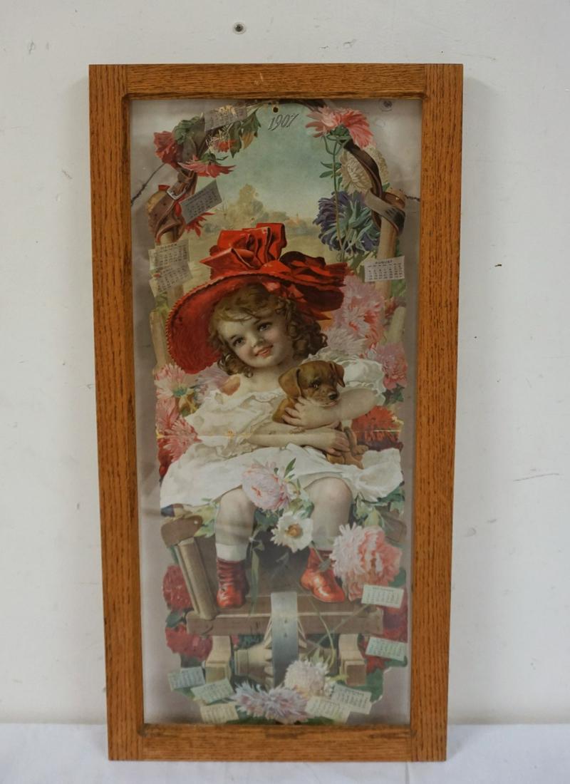 VICTORIAN ERA FRAMED 1907 CALENDAR (1 of 2)