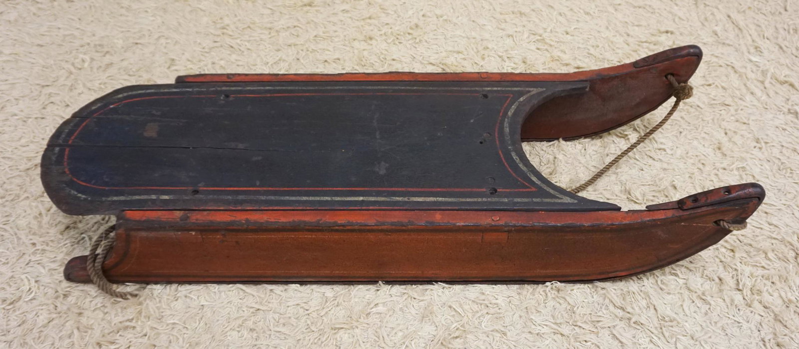 ANTIQUE WOOD PAINT DECORATED CHILDS SLED (1 of 2)