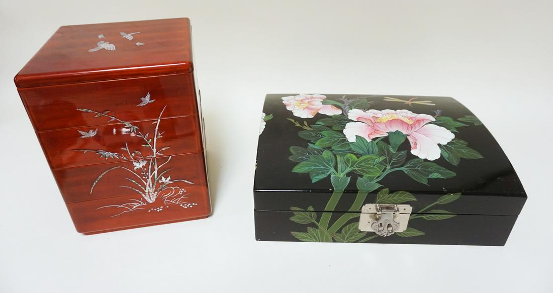 ASIAN LACQUERED JEWELRY BOX & NESTING BOXES (1 of 4)