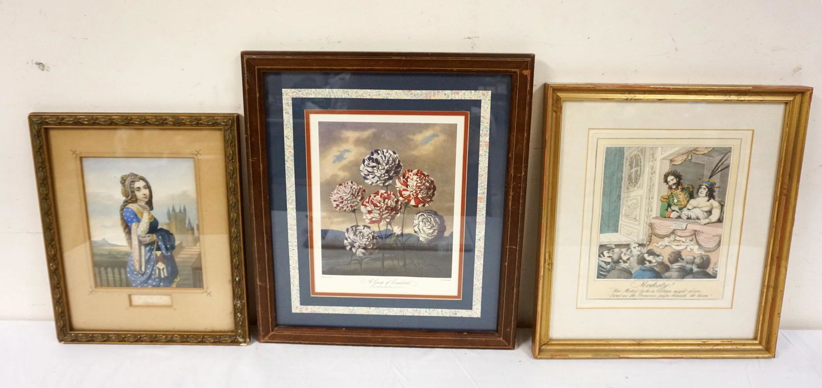 LOT OF 3 FRAMED ANTIQUE ENGRAVINGS (1 of 7)