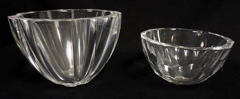 ORREFORS CRYSTAL BOWLS: ORREFORS CRYSTAL BOWLS, LARGEST APPROXIMATELY 9 IN X 6 IN H