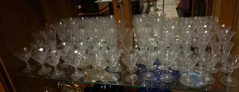 ASSORTED ELEGANT ETHCED STEMWARE (1 of 2)