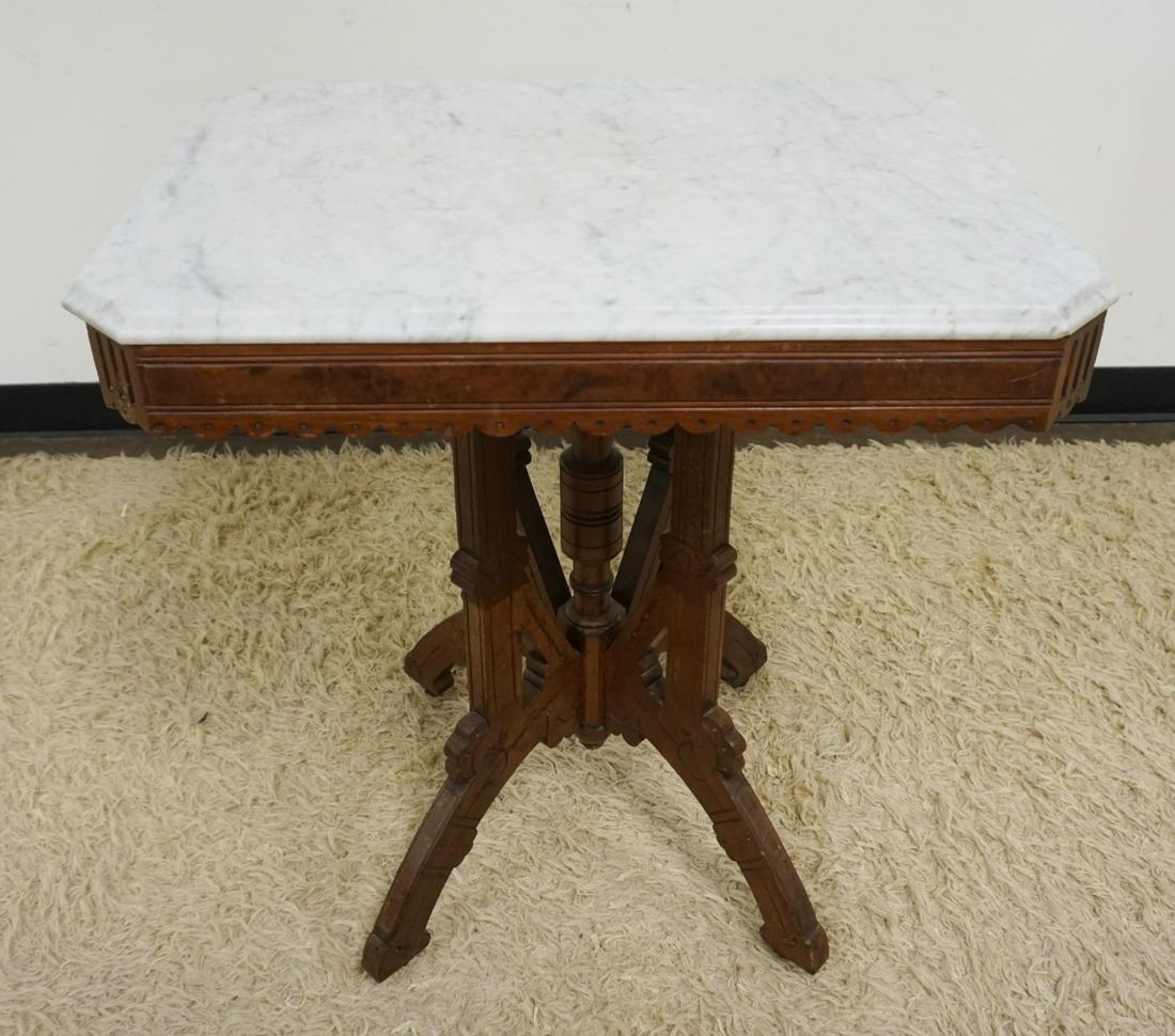 ANTIQUE WALNUT VICTORIAN MARBLE TOP TABLE (1 of 3)