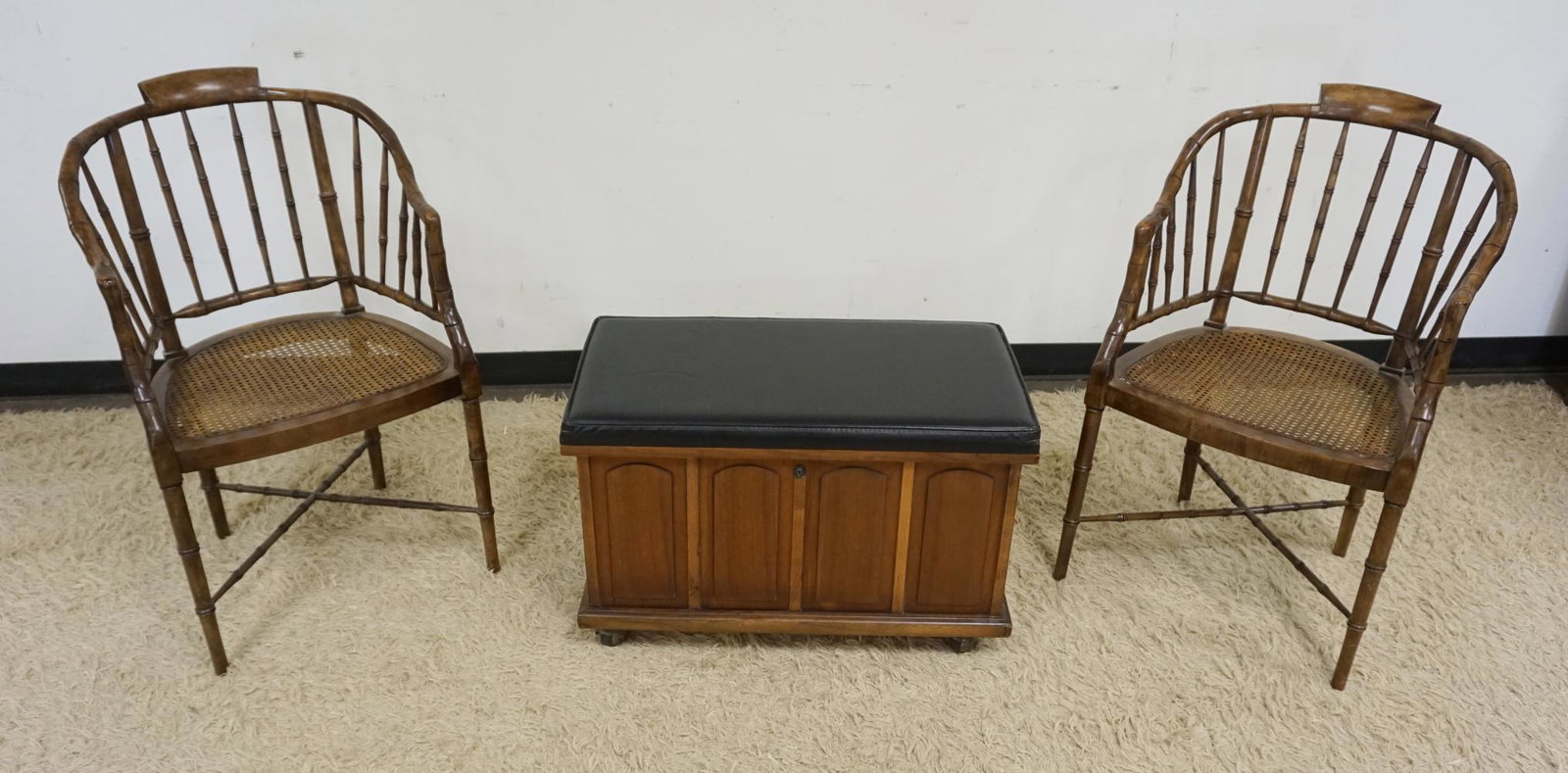 PAIR BENTWOOD CANE SEAT CHAIRS AND LIFT TOP BENCH (1 of 3)