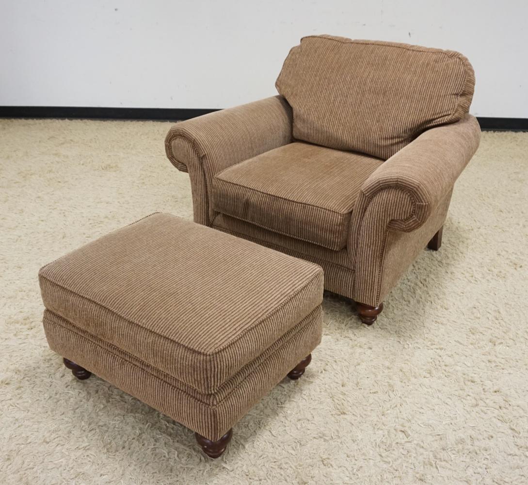 BROYHILL UPHOLSTERED ARM CHAIR WITH OTTOMAN (1 of 3)