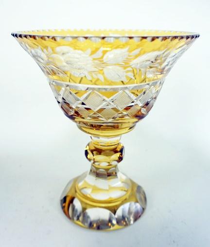 AMBER CUT CLEAR VASE (1 of 2)