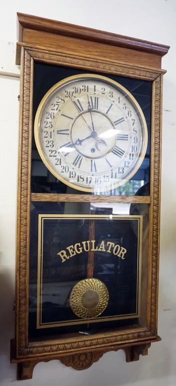 ANTIQUE SESSIONS OAK WALL REGULATOR CLOCK (1 of 1)