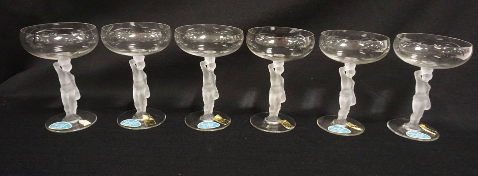 FRENCH ART CRYSTAL FROSTED NUDE STEMWARE: FRENCH ART CRYSTAL FROSTED NUDE STEMWARE 6, APPROXIMATELY 6 IN HIGH